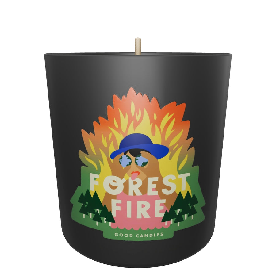 Forest Fire Scented Candle Black Glass