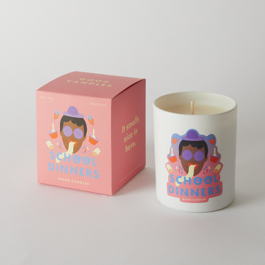 School Dinners Soy Wax Scented Candle White